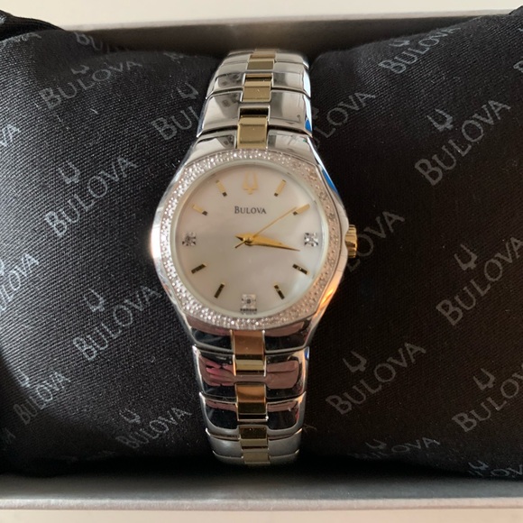 Bulova Accessories - Never Worn Bulova Women's Two-Tone Silver and Gold Watch. 27 Diamonds. 98R008.